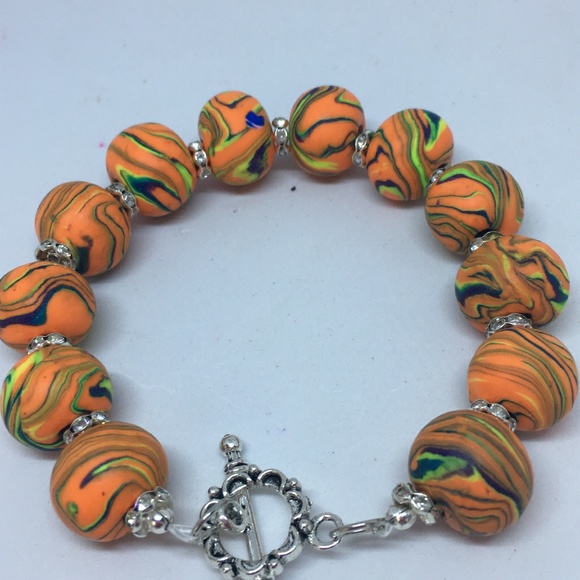 Unique Handmade Polymer Clay Bead Bracelet - Picture 3 of 6